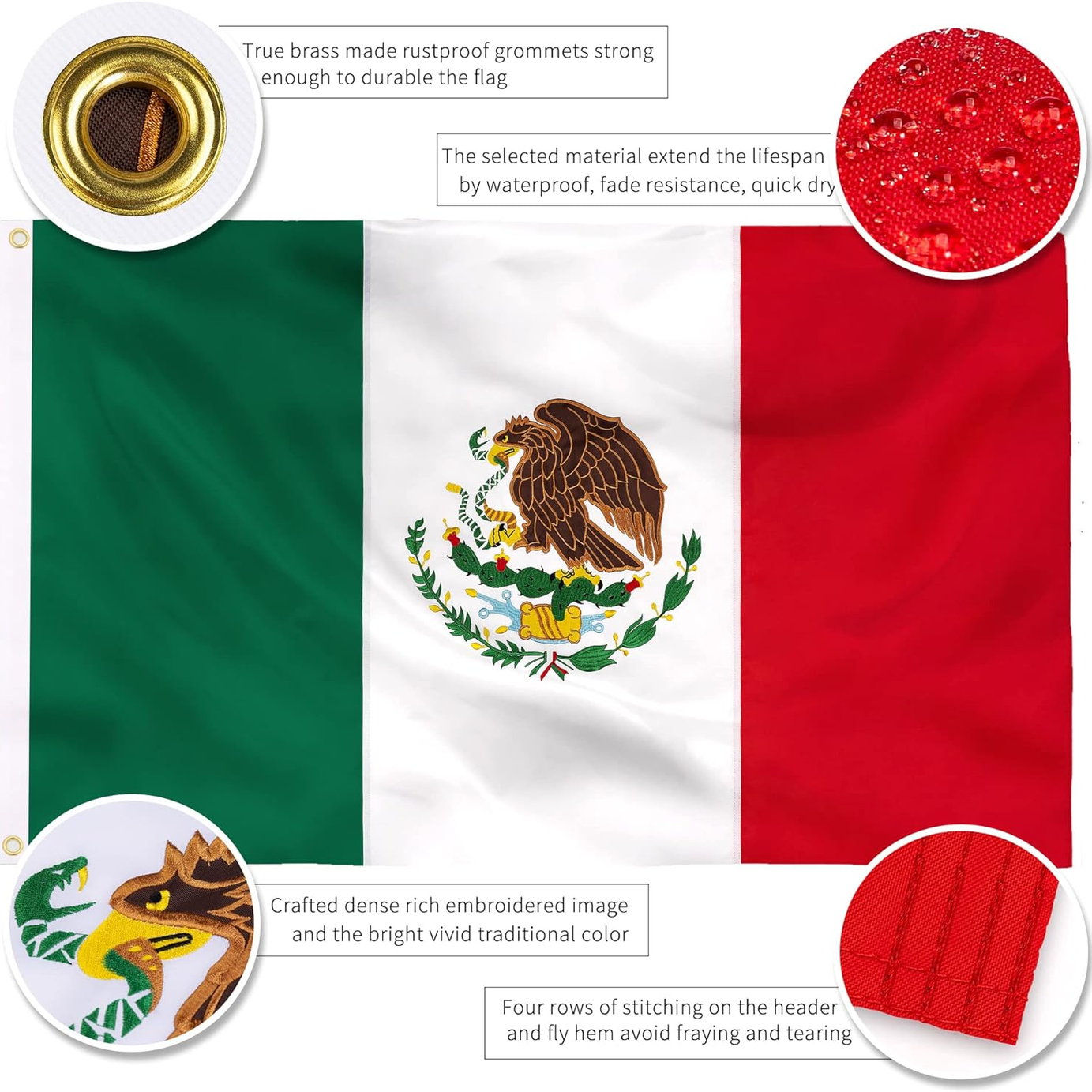 Embroidery Mexican Flag